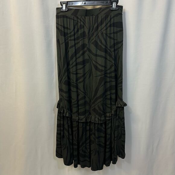 Evereve Z Supply Leisel Tropical Zebra Skirt Ruffles Maxi Skirt Large NWT - Picture 1 of 4